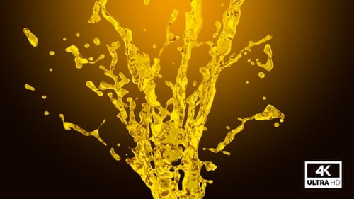 Dynamic Golden Liquid Splash with Alpha Channel