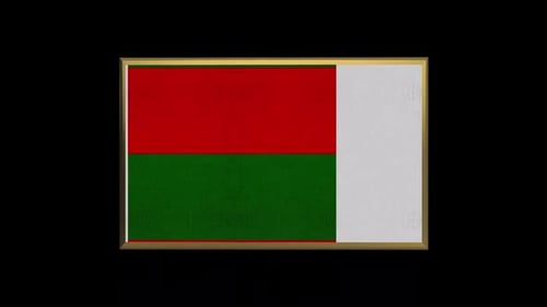 Madagascar National Flag in Golden Frame 3D Rotation Animation