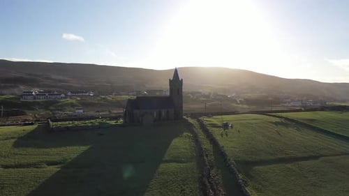 Aerial View of the Church of Ireland in Glencolumbkille Republic of Ireland