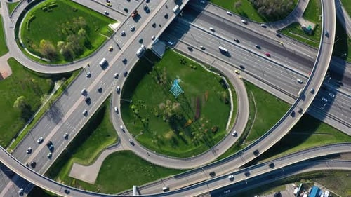 Freeway Intersection Traffic Trails in Moscow