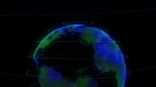 Futuristic Digital Earth Globe Rotation with Global Network