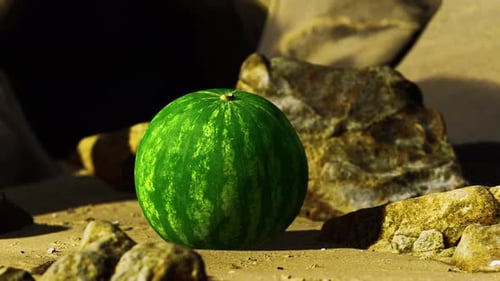 Fresh Watermelon on a Beautiful Sand Beach