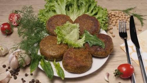 Falafel Plate With Fresh Herbs and Vegetables