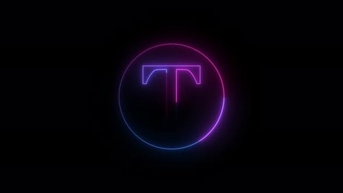 Neon Letter T in Circle Reveal Animation