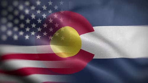 Waving United States And Colorado Flags Overlay
