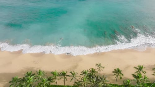 Slow Motion Waves of Transparent Green Sea Waters Untouched Nature Summer Day