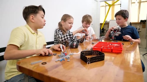 Creative Kids Using Building Kit