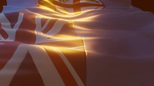 Realistic Fiji Flag Waving with Dramatic Light Effects