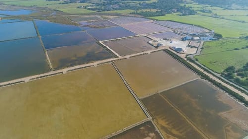Aerial View of Beautiful Geometric Salt Ponds
