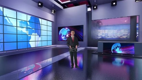 3D Virtual Tv Studio News B9017