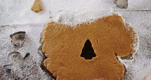 Cutting Christmas Cookie Shapes from Dough