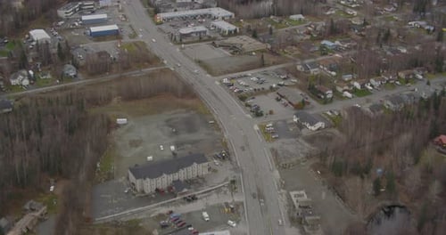 Aerial footage above vast Alaskan plain drone, helicopter footage
