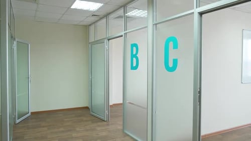 Background Template the Interior of an Empty Office Space Divided Into Zones a Walk Through the