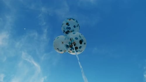 Bottom View on Balloon on a Background of Blue Sky