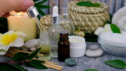 Spa Cosmetics and Oils for Face and Body Care