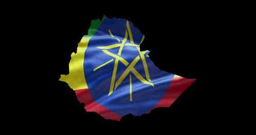 Animated Ethiopia Map with Waving National Flag