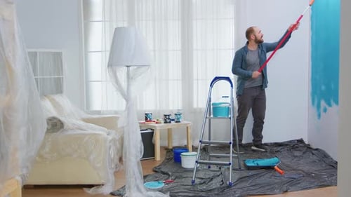 Man Renovating Apartment