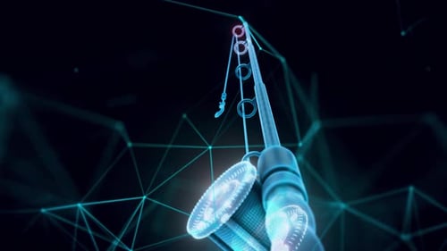 Fishing Pole Hologram Close Up 4k