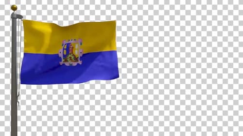 Realistic Waving Flag on Pole with Alpha Channel