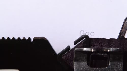 Macro Typewriter Typing the Words Good Morning