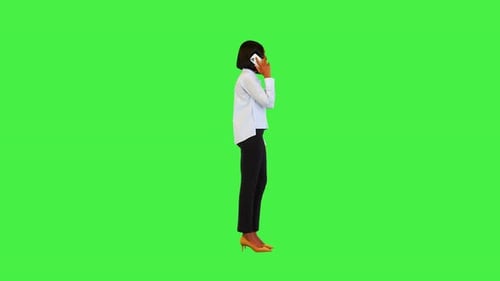 Professional Woman Talking on Phone on Green Screen