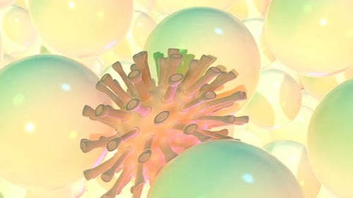 3D Animated Virus Cell and Bubbles Background