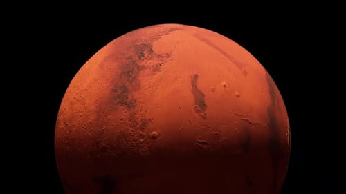 3D Rotating Planet Mars on Black Background