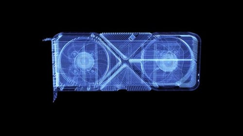 Futuristic GPU Hologram Wireframe Animation