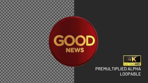 Good News Rotating Looping Badge with Alpha Channel