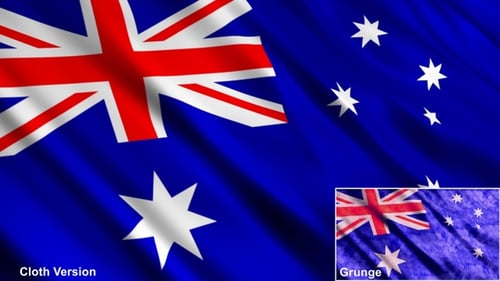 Waving Australian Flag Animation with Clean and Grunge Styles