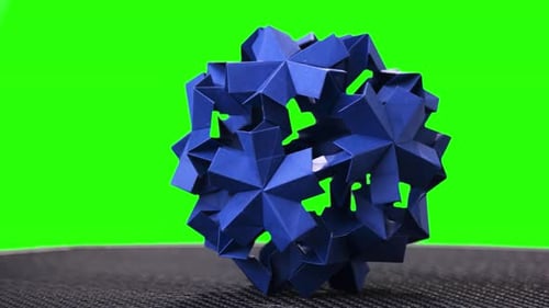 Origami Flower Ball on Green Screen.