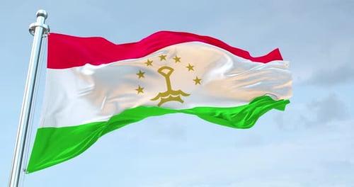 Realistic Tajikistan National Flag Waving in the Wind