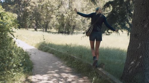 Girl Hiking In The Park