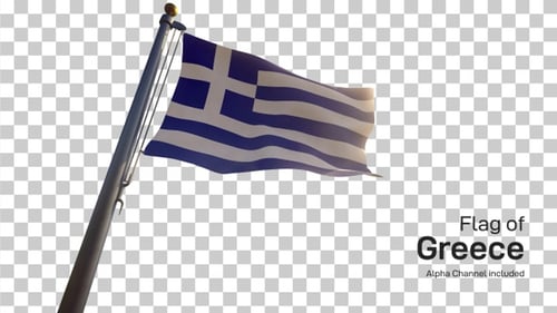 Realistic Waving Greek Flag with Alpha Channel