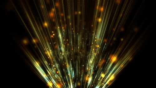 Golden Light Rays and Shimmering Particles Abstract Background