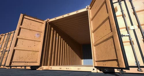 Orange Shipping Container Doors Opening Reveal Animation