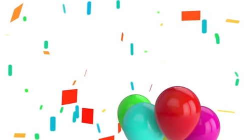 Vibrant Balloons and Falling Confetti Celebration Background