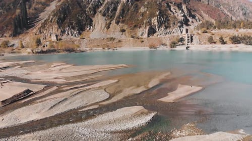Aerial View of Mountain Landscape of Autumn Forest on the River
