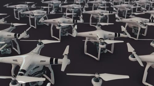 a lot of drones in a row hd