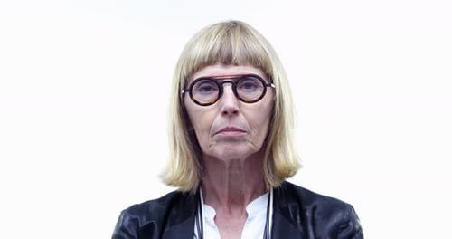Woman Speaking with Blonde Hair Close Up