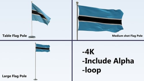 Botswana National Flag Waving Animation with Alpha Channel