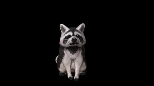Animated 3D Raccoon Character Talking Mouth