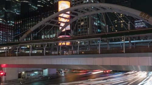 Night Traffic Time-Lapse in Bustling City