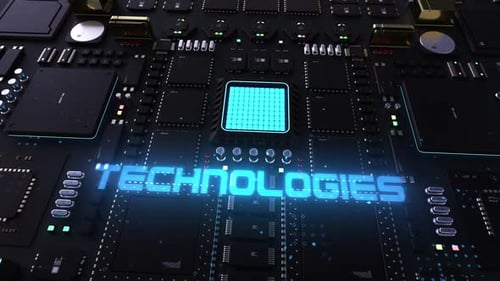 cabeçalho de tecnologia no fundo do chip com um grande número de processadores.