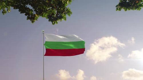 Bulgaria Flag With Modern City