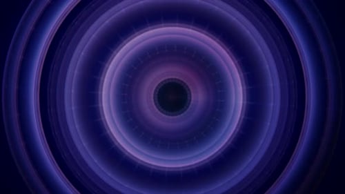 Abstract Neon Glowing Concentric Circles Loop Background