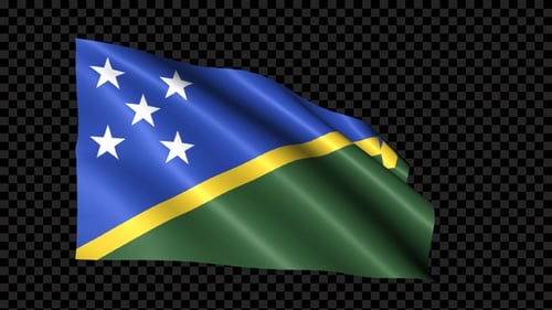 Waving Solomon Islands Flag Animation with Alpha Channel