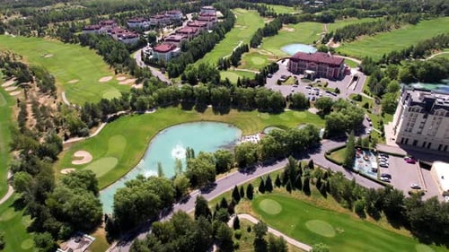 Golf Course with a View of the High Mountains