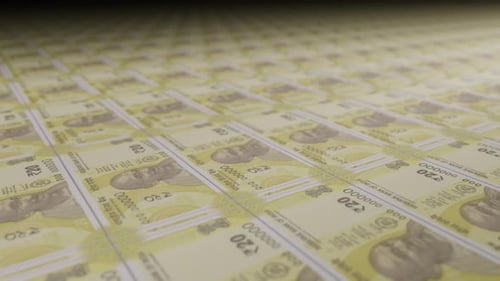 Indian Rupee 20 Banknote Production Loop Background