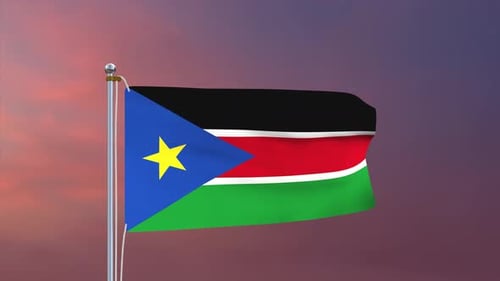 South Sudan Flag Waving Animated Loop